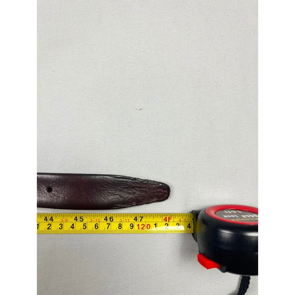 Italian Full Grain Leather Belt Burgundy Brass Buckle Size 42/105 Mens Warehouse
